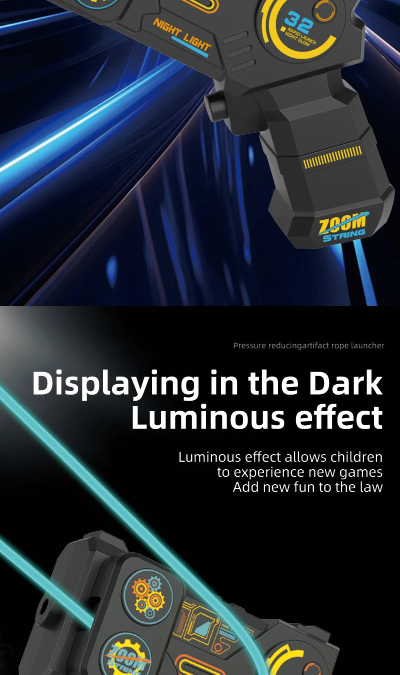 String Rope Glow in The Dark String Rope Launcher Luminous Portable Handheld String Stress Relief Toy For Kids Party Gift