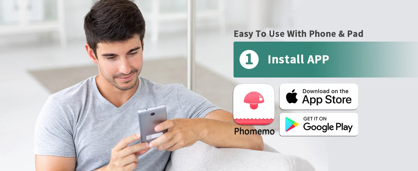 Phomemo M08F A4 Paper Printer Portable Thermal Printer Bluetooth Mobile Printer Compatible with Android & iOS Phone & Laptop