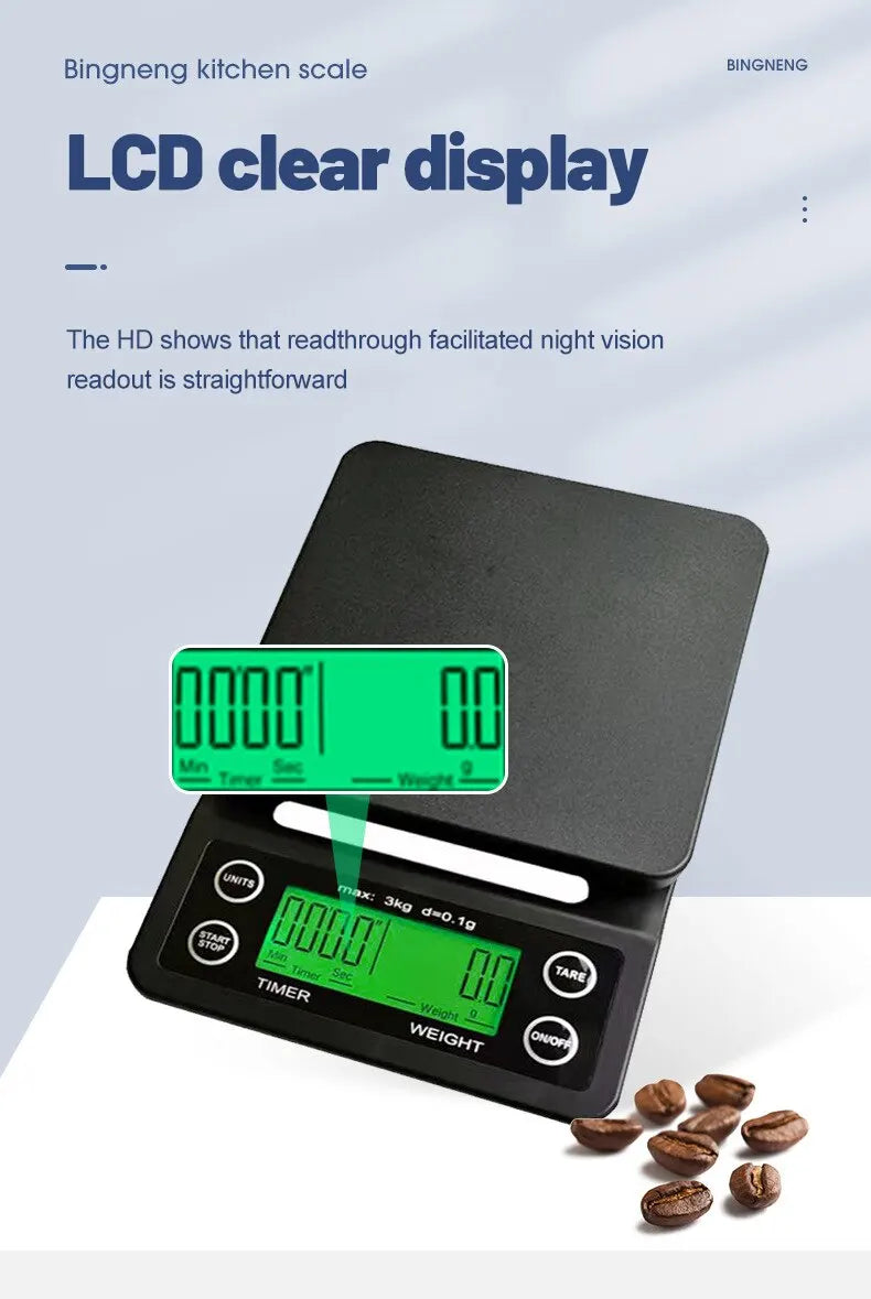 1pc Black Precision Coffee Dropping Scale 0.1g Coffee Dropping Scale With Timer Digital Kitchen Scale High Precision LCD Scale