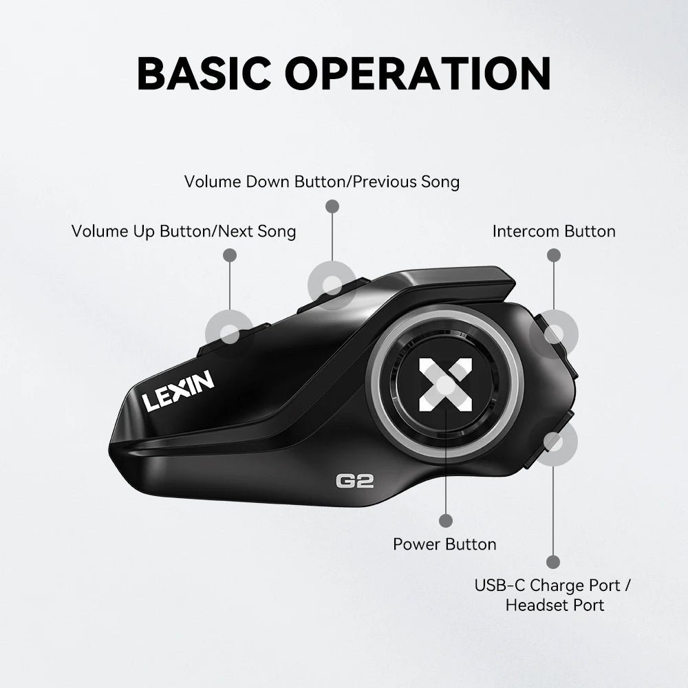2023 Lexin-G2P Motorcycle Helmet Bluetooth Intercom Up To Pair 6 Riders&Big Button Design Exchangeable Pattern Shell 120KM/H