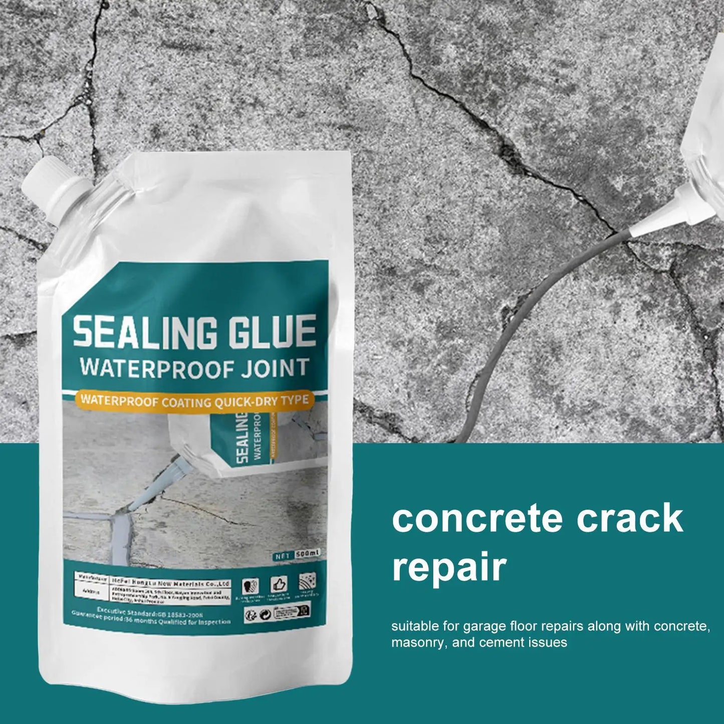 Concrete Crack Sealant 500ml Concrete Repair Patch Quick-Drying Strong Adhesive Leak Preventer for Kitchen Bathroom Garage