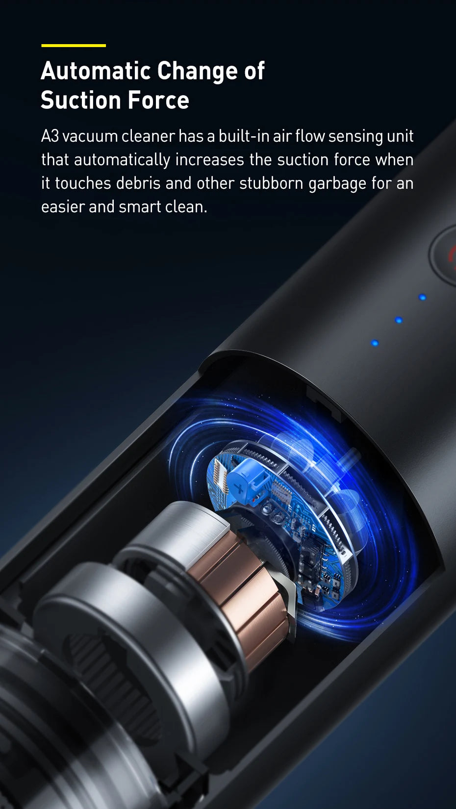 Baseus A3 15000Pa Car Vacuum Cleaner Wireless Cleaner Mini Portable Powerful Auto Vacuum Cleaner Air Blower W LED for Home Car