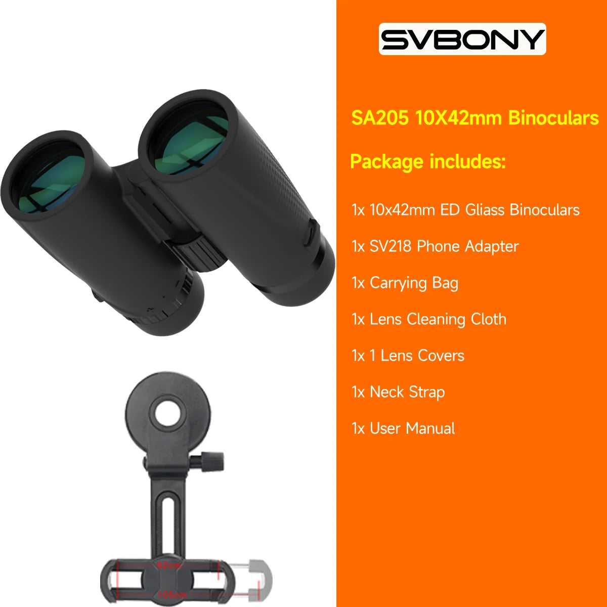 Svbony SA205 Binoculars ED Flat-field 8X42/10X42 Professional IP67 Waterproof BAK4 Twist-up Eyecups for Travelling Bird Watching