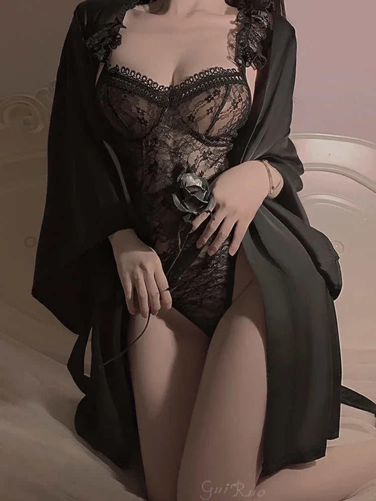 Women Sexy Lingerie Lace Babydoll Chemise Exposed Dress Erotic Underwear Open Bra Erptic Sex Costumes Bodysuit Exotic Outfit