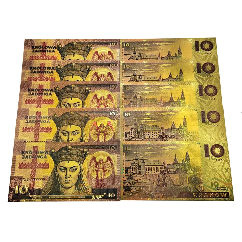 Polska KROLOWA New Style plastic Gold foil banknotes set souvenir golden money Colorful Commemorative collection movie money