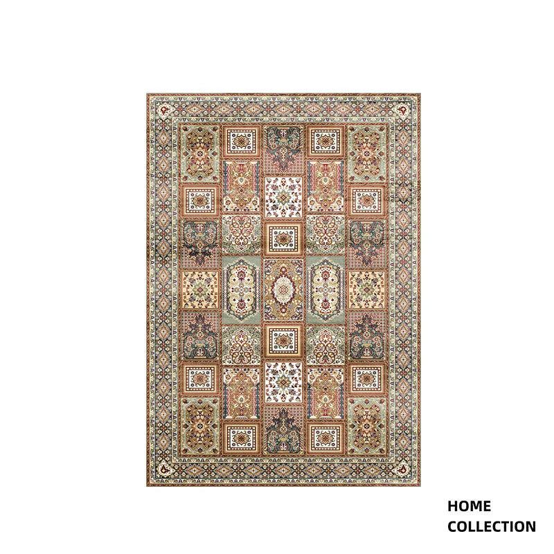 VIKAMA Retro Crystal Pile Carpet Living Room Sofa Tea Table Floor Mat Bedroom Bedside Rug Non-Slip Absorbent Carpet