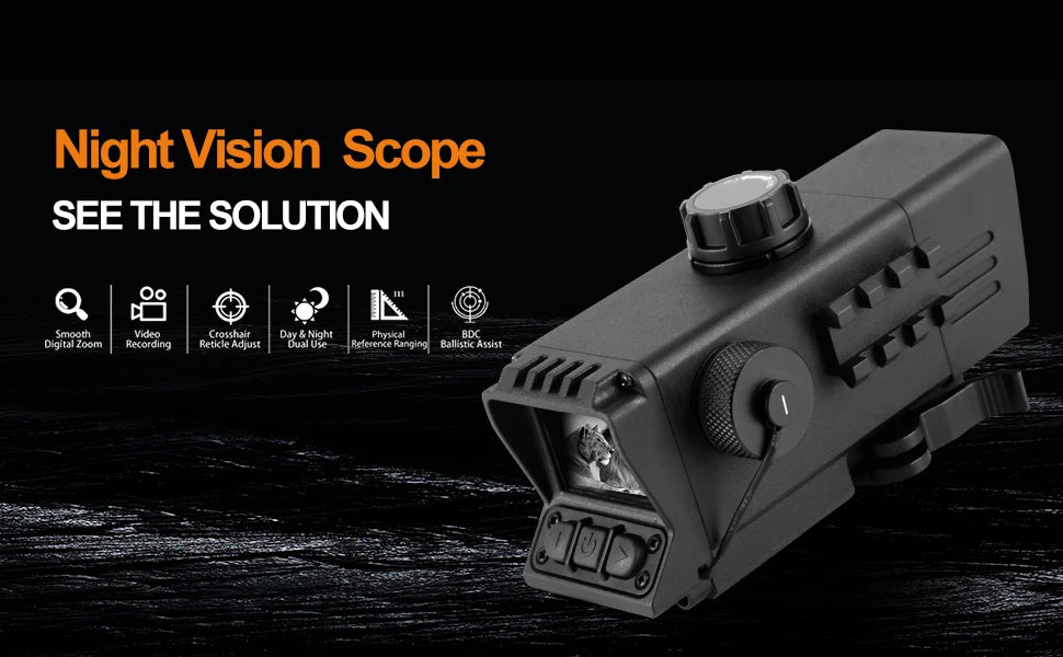 Night Vision Scope Night Vision Rifle Scope with IR850 MOA Recording and Range Finder Infrared Tactical monocular with Crosshair