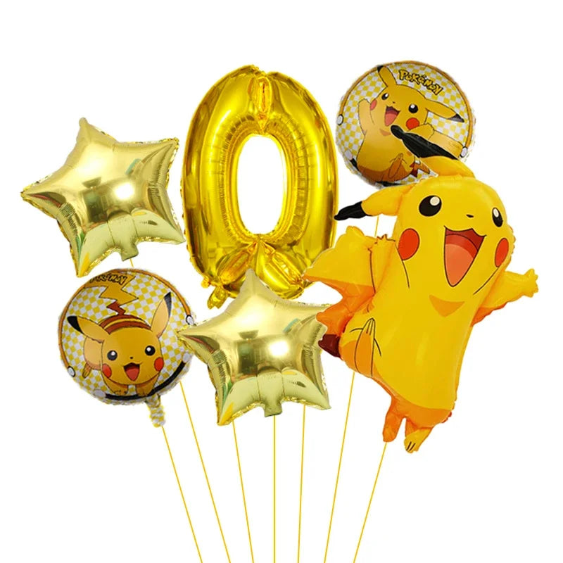 Pokemon themed balloon 32 inch digital balloon set for children's birthday new Pikachu aluminum foil ball party decoration toy