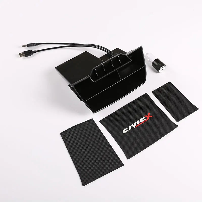 Car Organizer Seat Gap Box Leather Car Seat Gap Organizer 2 USB Auto Crevice Storage Case For Stowing Tidying For Honda Civic