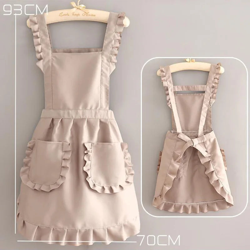 1Pcs Cute Korean Style Apron Female Nail Shop Kitchen Coffee Overalls Home Cooking Cleaning Sleeveless Apron