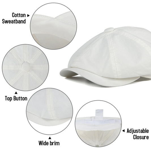 BOTVELA Men's Newsboy Gatsby Hat 100% Cotton Vintage Flat Ivy Driving Cabbie Cap