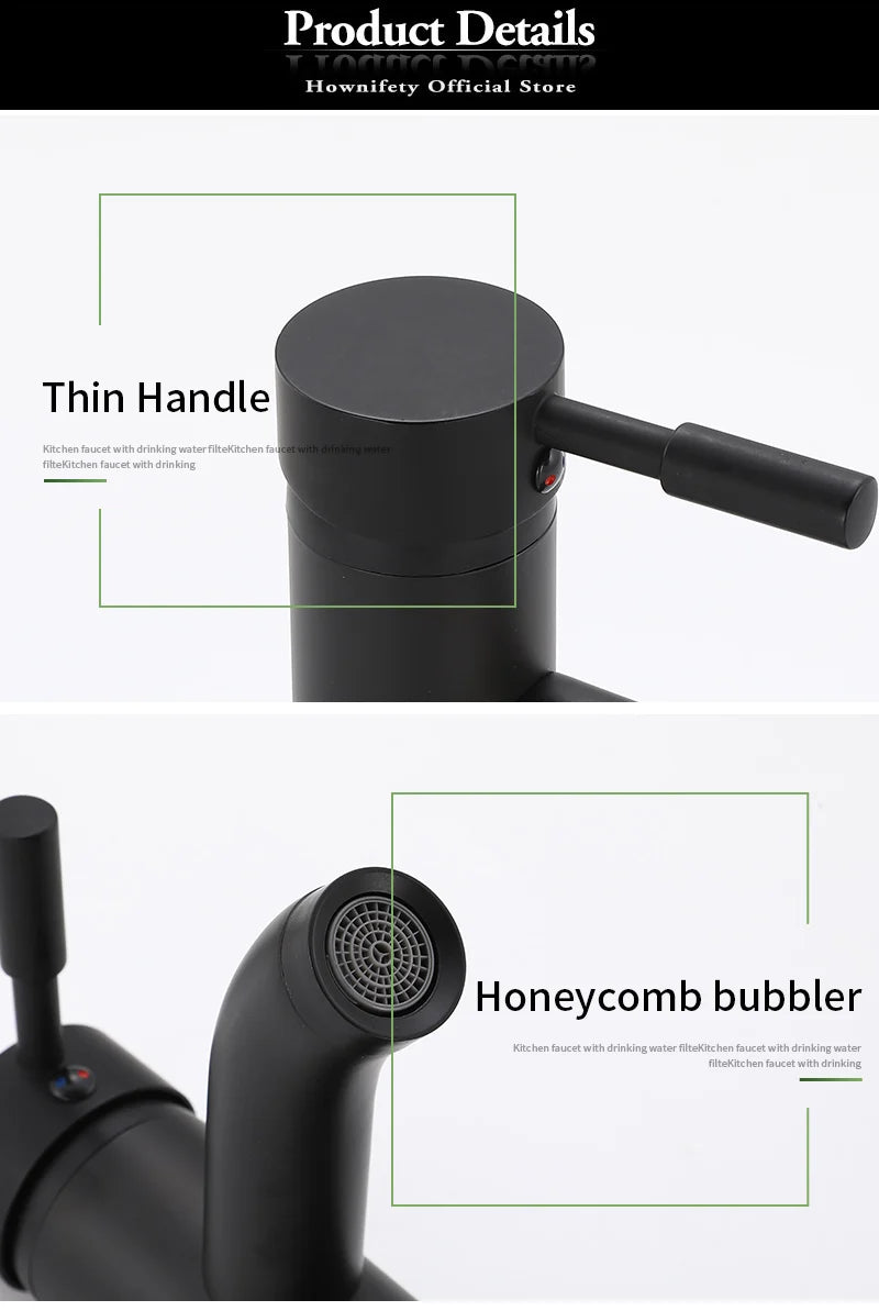 Black Minimalist Style Bathroom Faucet Hot Cold Water Sink Mixer Tap Stainless Steel Basin Faucets