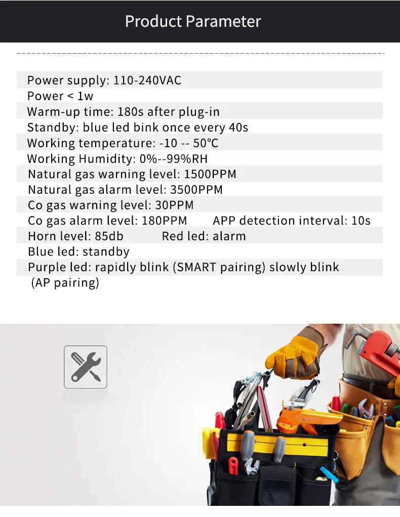 Tuya Smart Life Natural GAS CO Leak Carbon Monoxide Detector WIFI CH4 Methane Combustible Leakage Coal Home Alarm Sensor