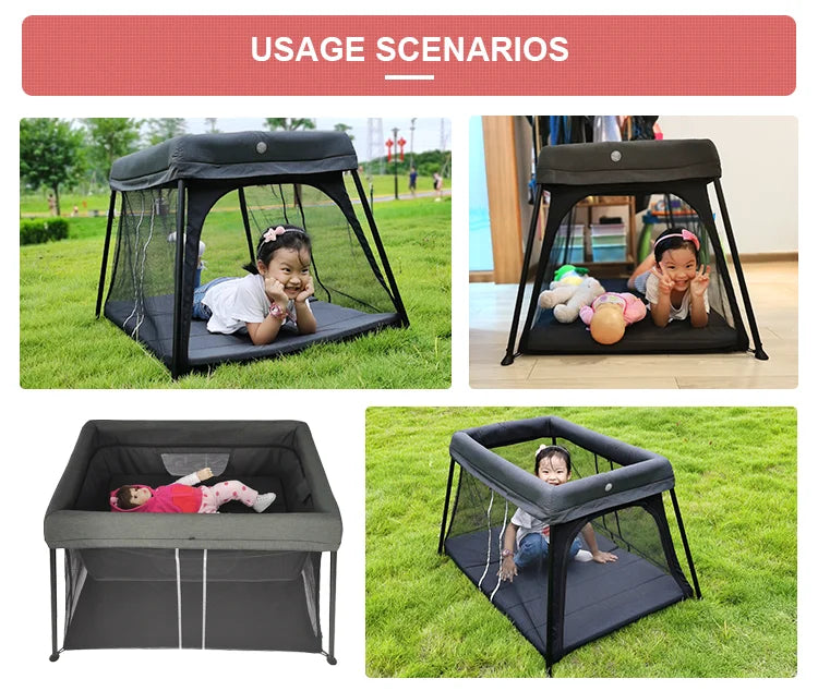 Outdoor Mini Folding Safety Infant Portable Playyards Baby Sleeping Bedside Bassinet Foldable Playpens Bed Cot Travel Baby Crib