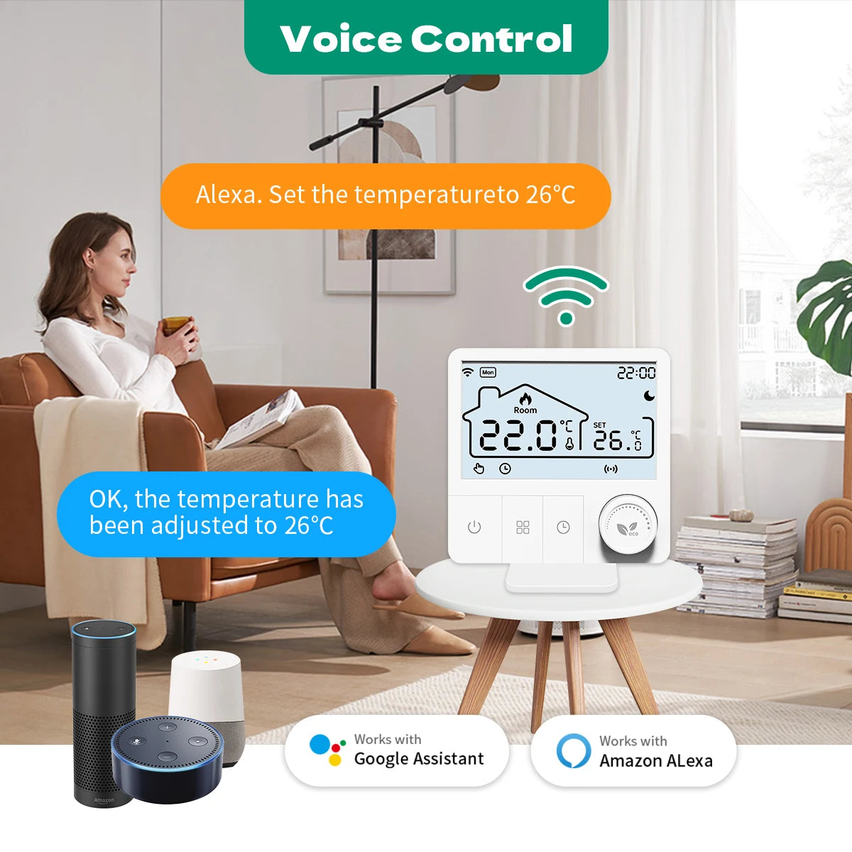 Tuya Wifi Boiler Thermostat Wireless Heating Room Thermostats Wifi Battery Operated Gas Boiler Water Heating Alexa Google Home