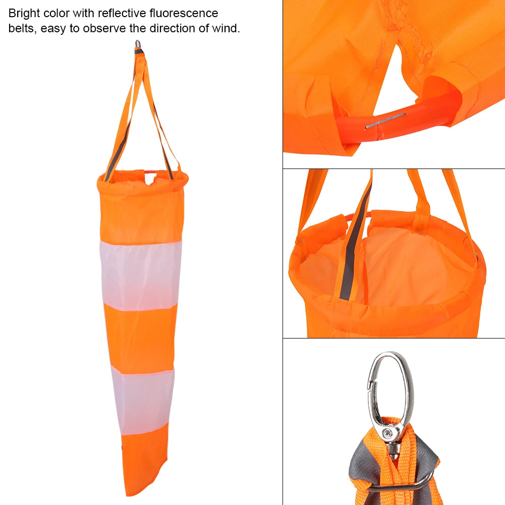 Windsock Nylon Airport Windsock Rip stop Outdoor Wind Measurement Sock Bag with Reflective Belt (0.8m)