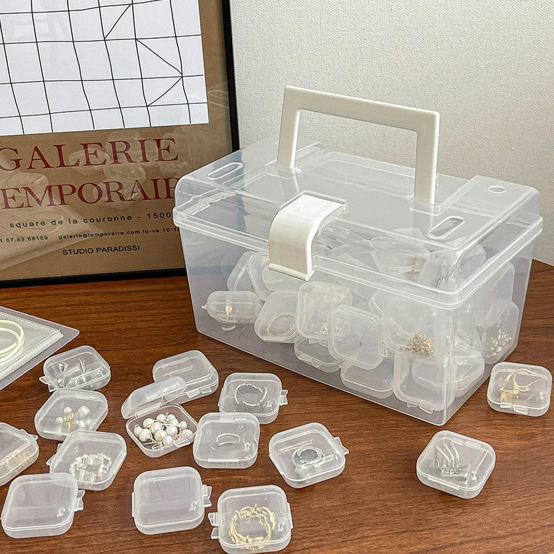 40/100pcs Set Mini Clear Plastic Storage Box Jewelry Storage Case Transparent Storage Organizer Multifunctional Portable Storage