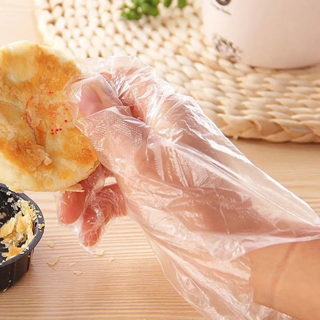 100pcs Disposable Gloves Plastic Gloves Transparent Eco-friendly Cleaning Gloves For DIY Cooking Kitchen Accessories