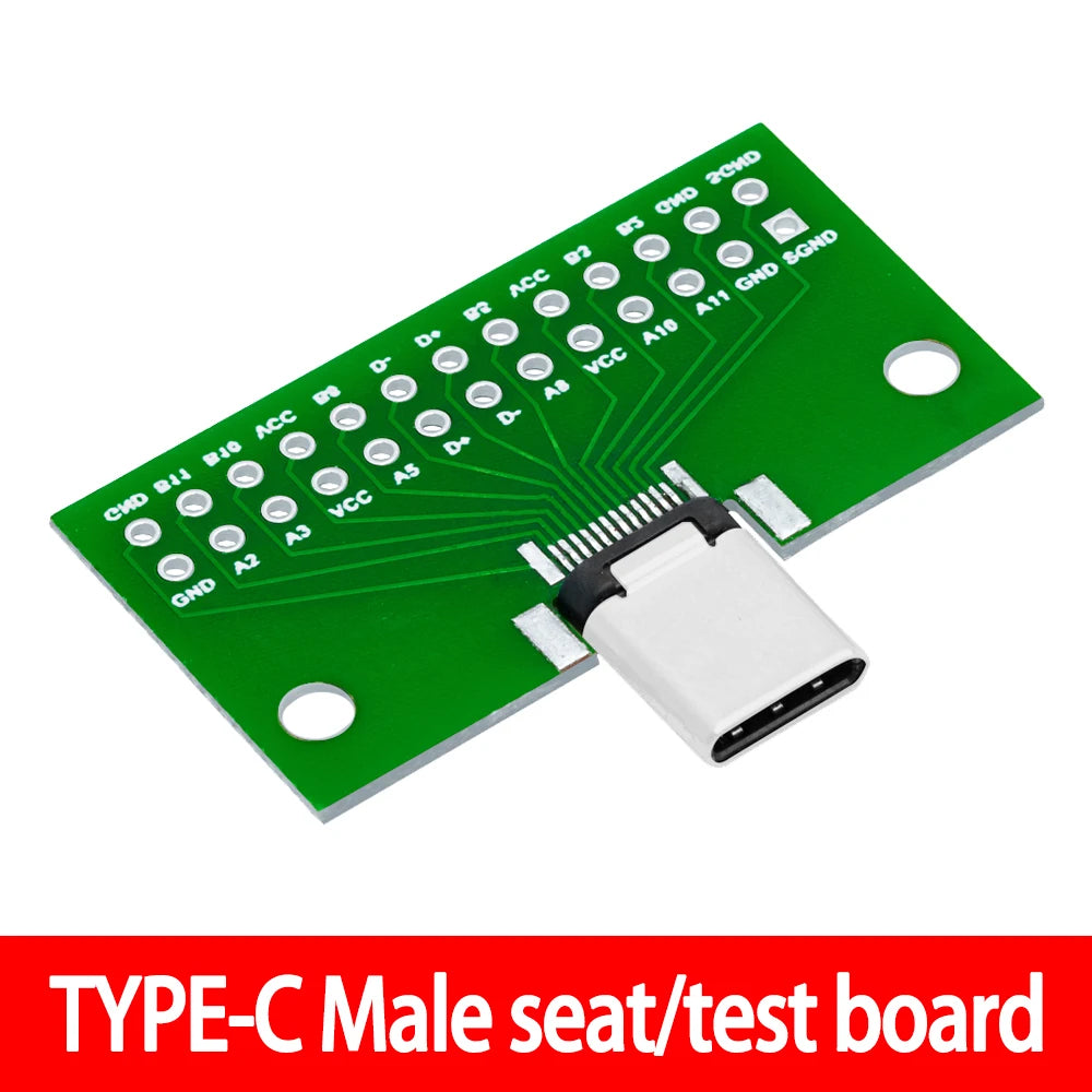 Type-C Male to Female USB 3.1 Test PCB Board Adapter Type C 24P 2.54mm Connector Socket For Data Line Wire Cable Transfer