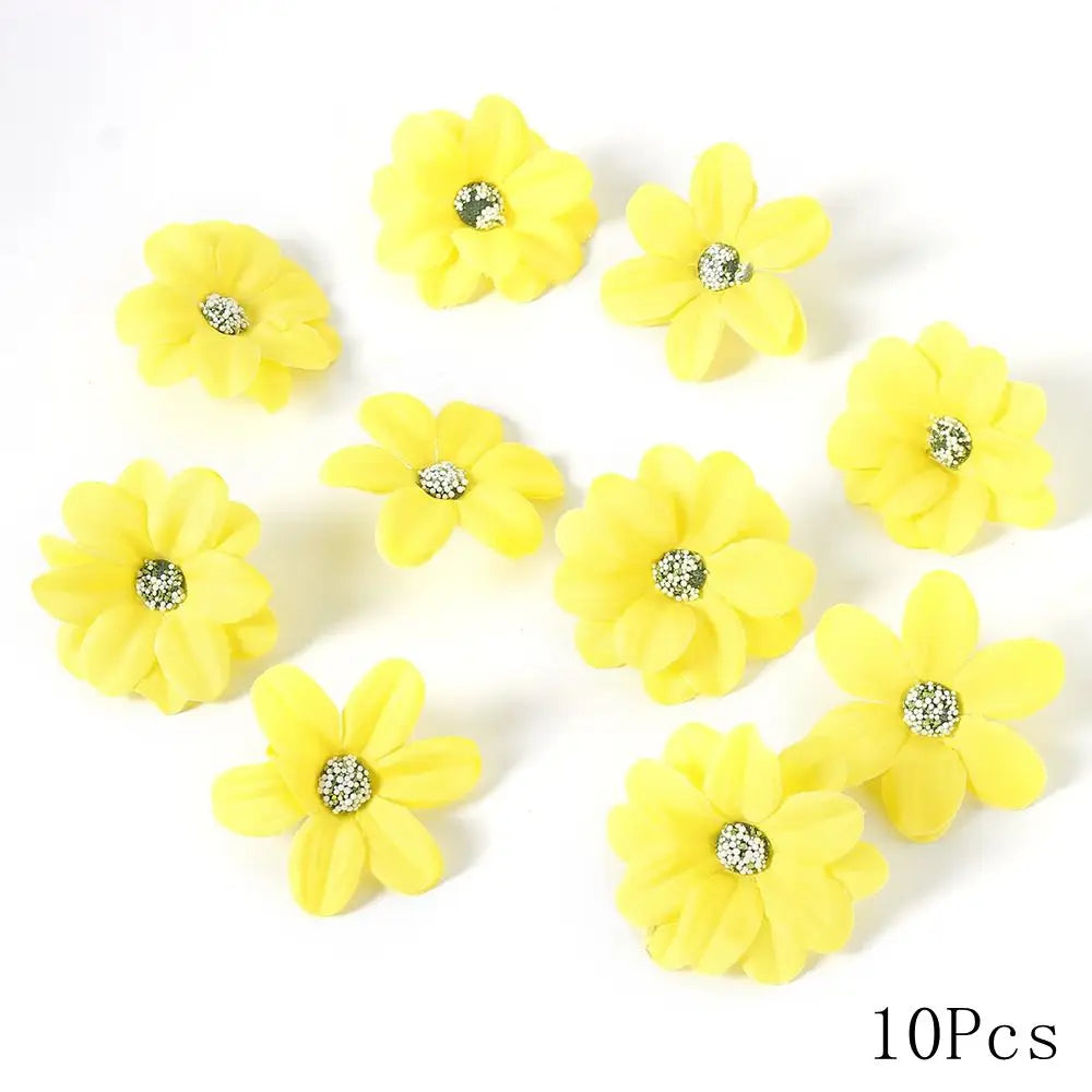Yellow Artificial Flowers Heads Silk Fake Flowers for Home Decor Party Wedding Decoration DIY Valentine's Day Gifts Accessories