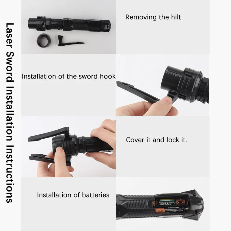 2PCS 2-in-1 Laser Sword Red and Blue Double Saber Transformation Children's Gift Cosplay Weapon Boy Toy