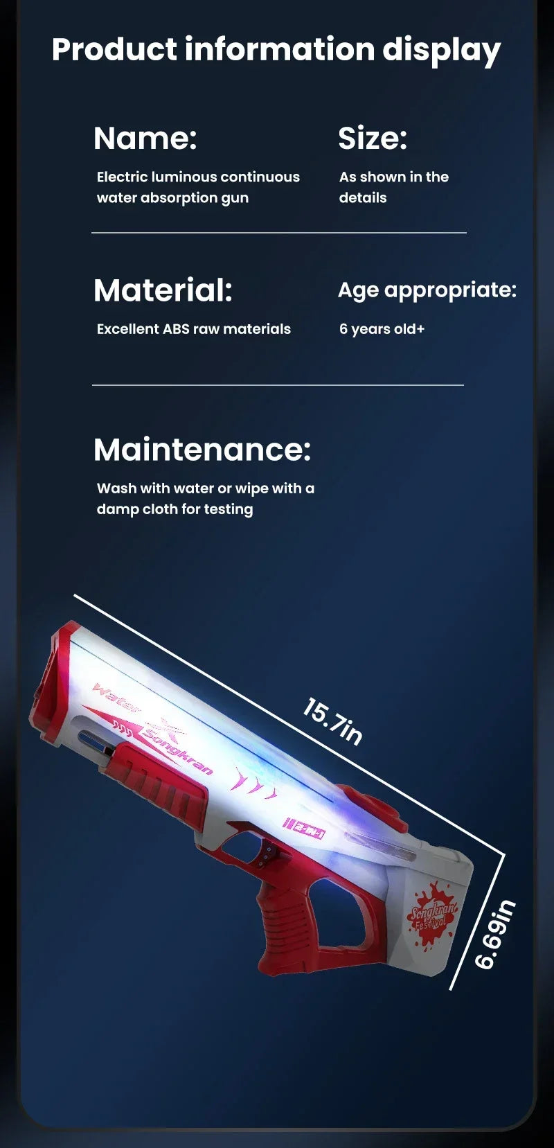 New Fully Automatic Continuous Firing Water Gun Summer Electric Toy Gun Laser Cool Large Capacity Water Shooting Water Gun Toy