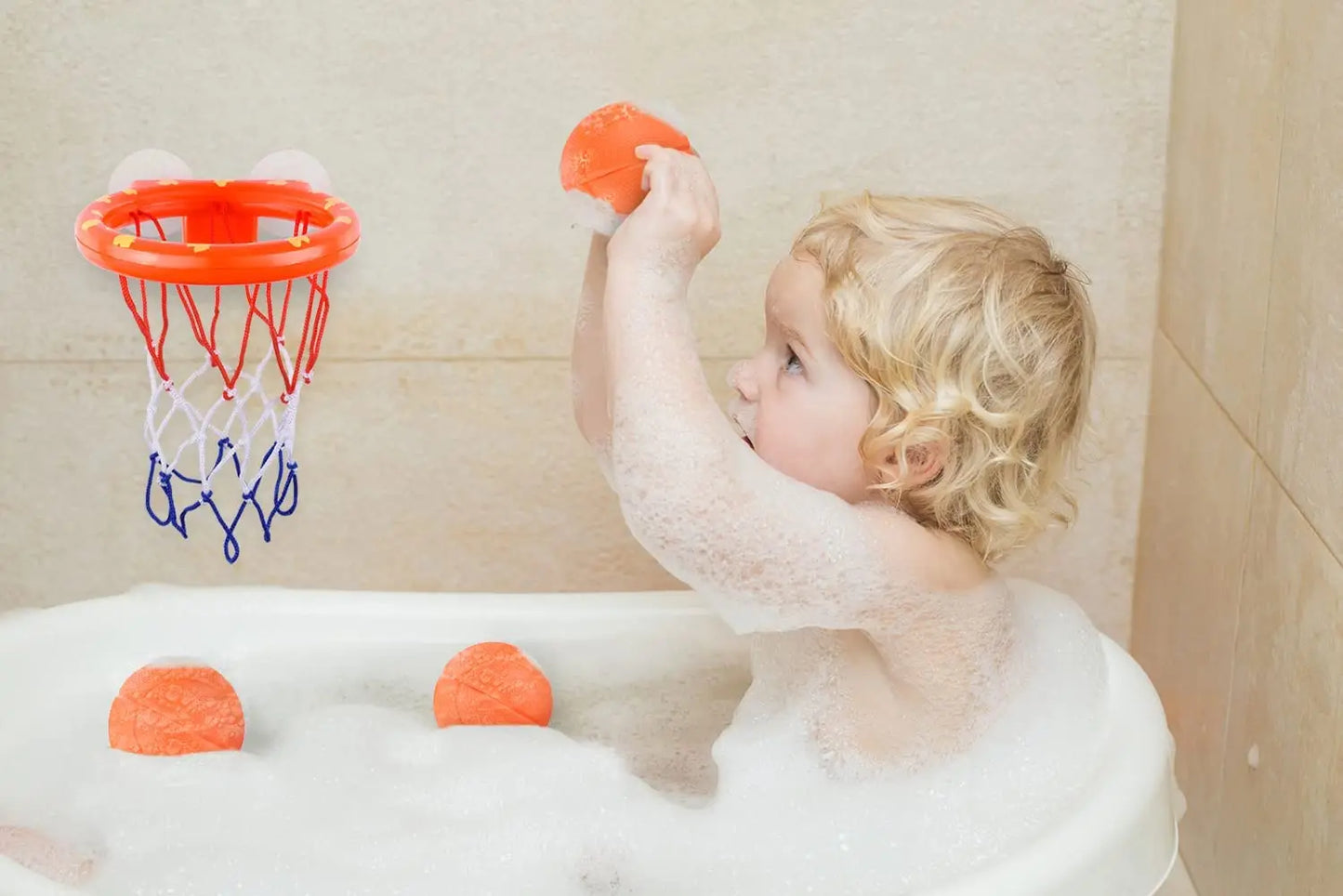 Bathroom Suction Cup Basketball Frame Playing Water Basketball Holder Indoor Mini Shooting Baby Kids Bath Toys