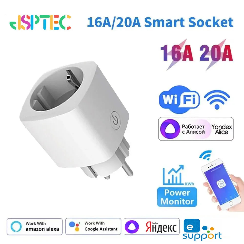 EWeLink EU Smart Socket WiFi Smart Plug With Power Monitoring Timing Voice Control Yandex Alice Маруся Alexa Google Assita