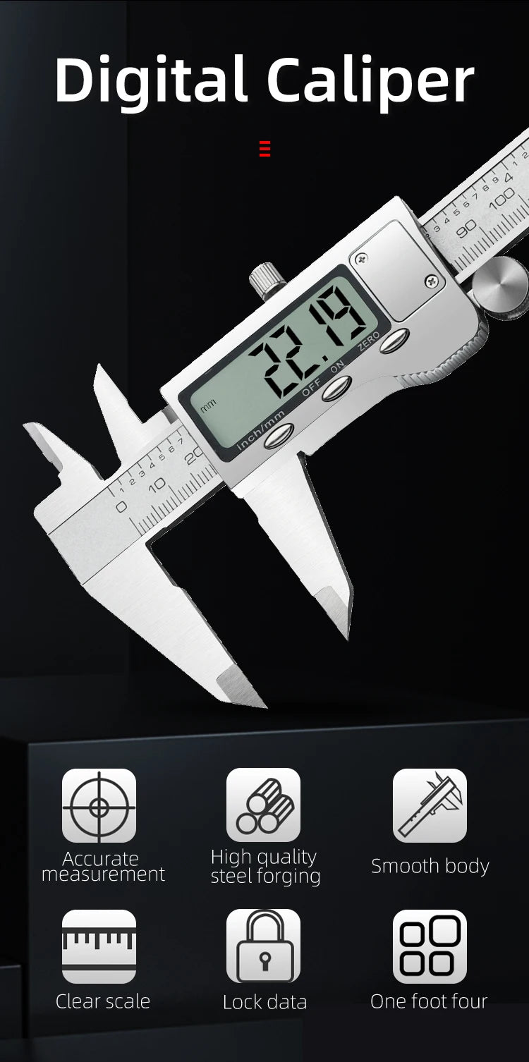 Digital Pachometer Metal Caliper Professional Vernier Caliber Measuring Tools Woodworking Thick Gauge Depth Electronic Ruler