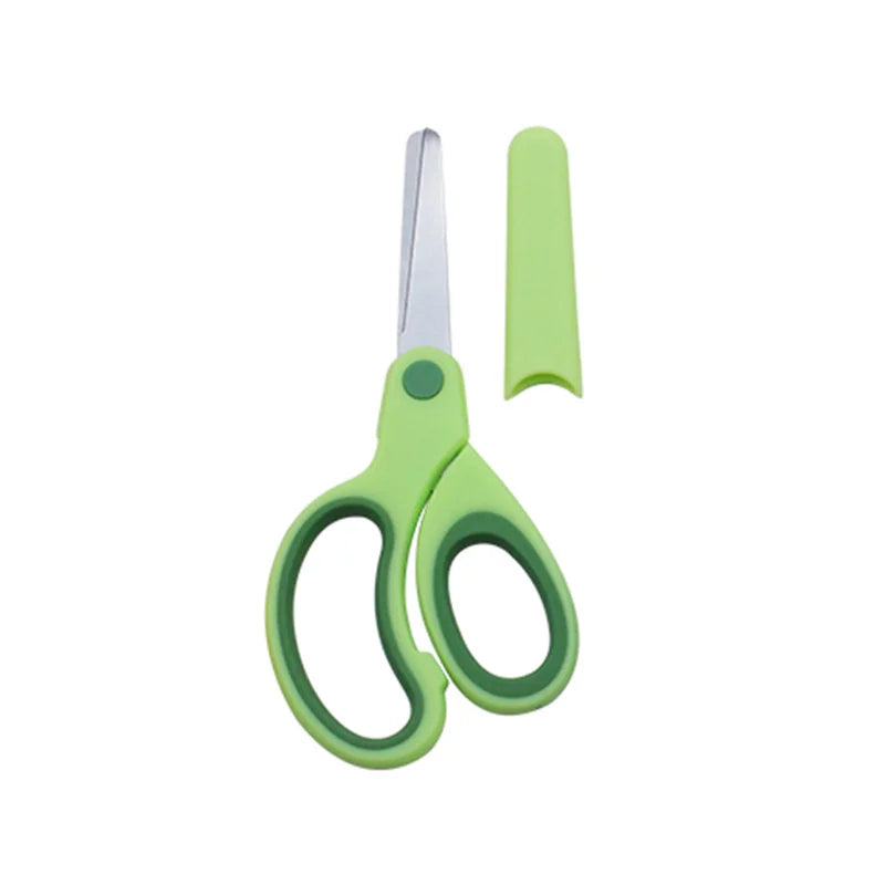 Safty Scissors For Kids Student DIY Paper Children's Left-handed Scissors Scissors With Sleeve Cutting Tool Stationery