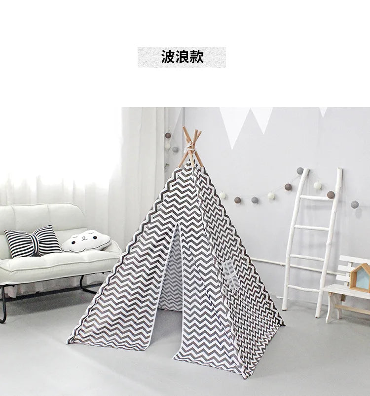 PANGDUBE 110×110×140cm Baby Playpen Children’s Toy Tent Wigwam Indoor Tipi Kids Wooden Play House Children Games Tent