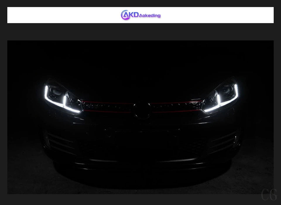 Car Styling Headlights for VW Golf 6 MK6 jetta R20 Black Samurai Style LED Headlight 2009-2012 Head Lamp DRL Signal Projector