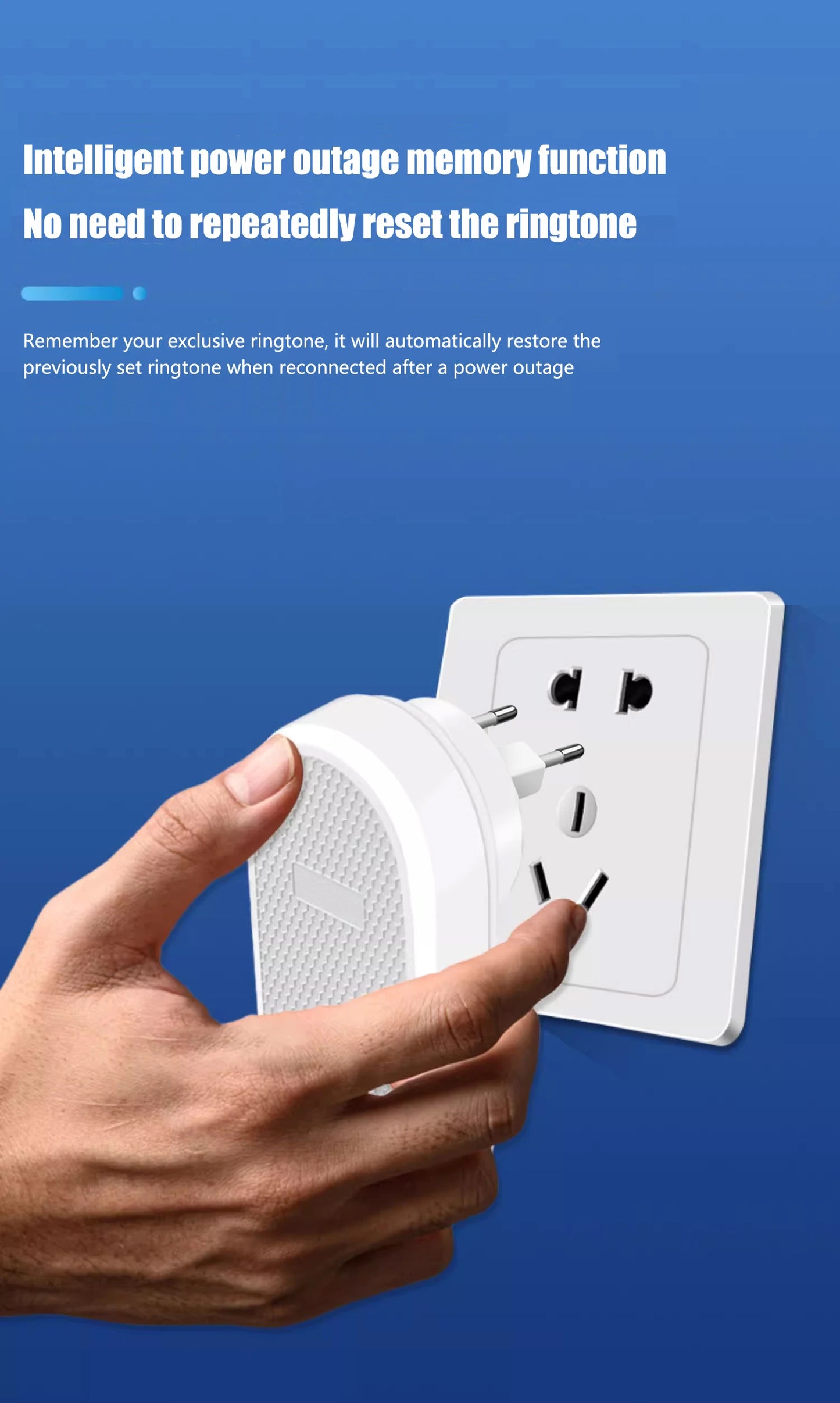 Wireless Doorbell Smart Home 200m Long Distance Remote Control Multi-tone Welcome Door Bell Volume Adjustment EU US Plug White