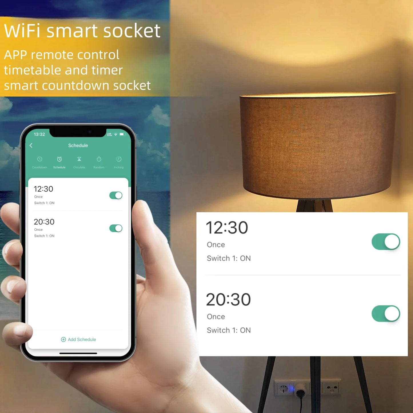 WiFi Smart Plug Socket EU 16/20A with Power Monitoring Timing Voice Control Works with Tuya Alexa Google Home Smart Life