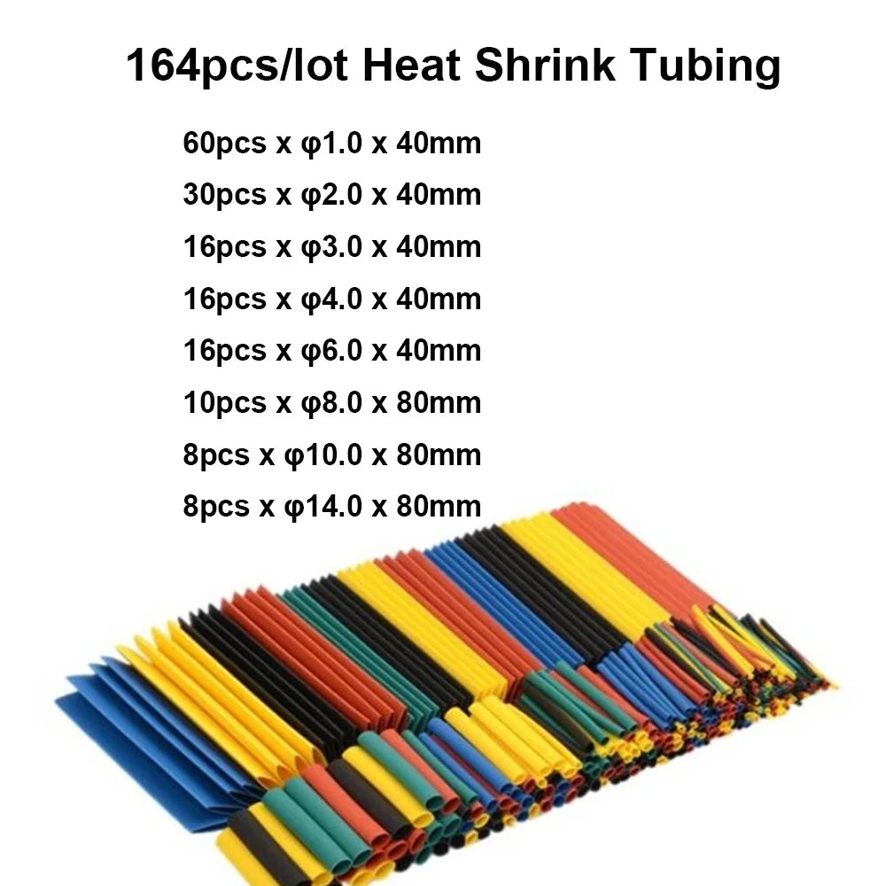 127Pcs/lot Black Heat Shrink Sleeving Set Thermoresistant Tube Shrink Wrapping Wire Cable Polyolefin Wrap Tubing
