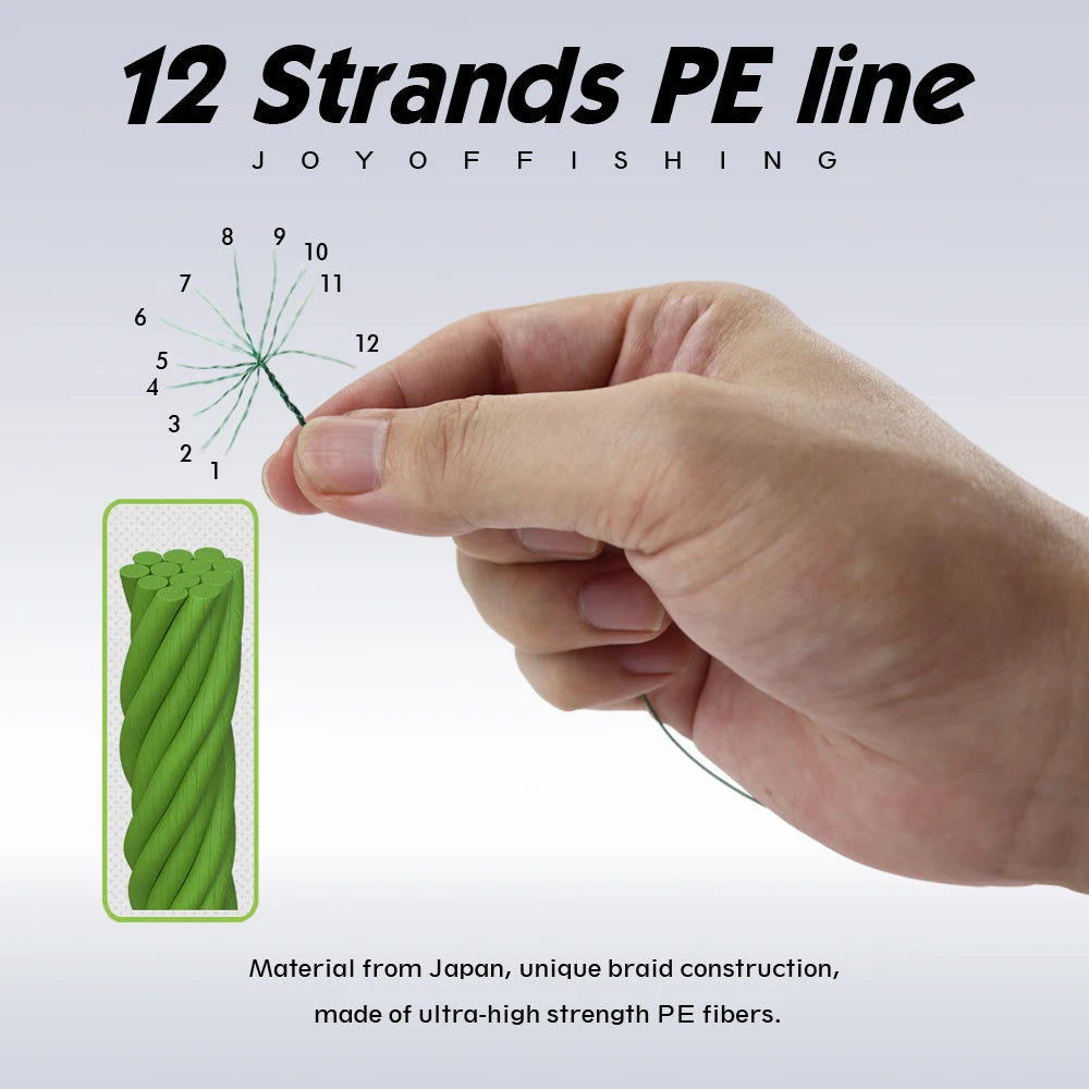 JOF X12 Braided Fishing Line 1000M 500M 300M 12 Strands MultiColor Multifilament Saltwater PE Line 33 42 55 65 90 103 150LB