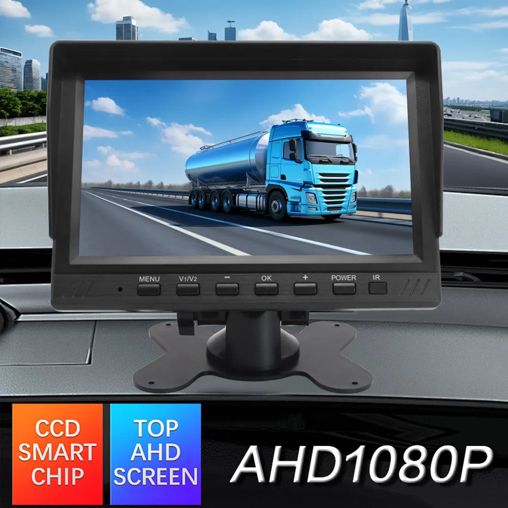 Smartour AHD 7inch TFT LCD Car HD Monitor Rear View Monitor Support CVBS 1080P AHD Camera 2 x 4PIN Video Input