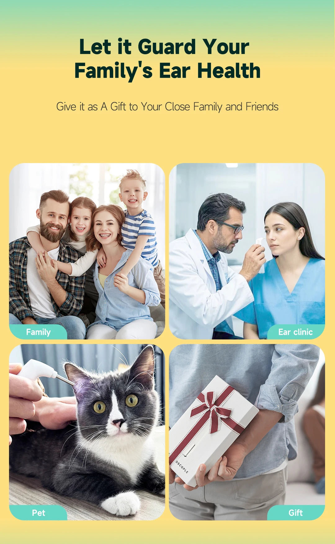 New 3.9mm 1080P HD Wireless Otoscope Ear Camera Ear Clearing Scope With 6LEDs for Kids and Adults Support Android and iPhone