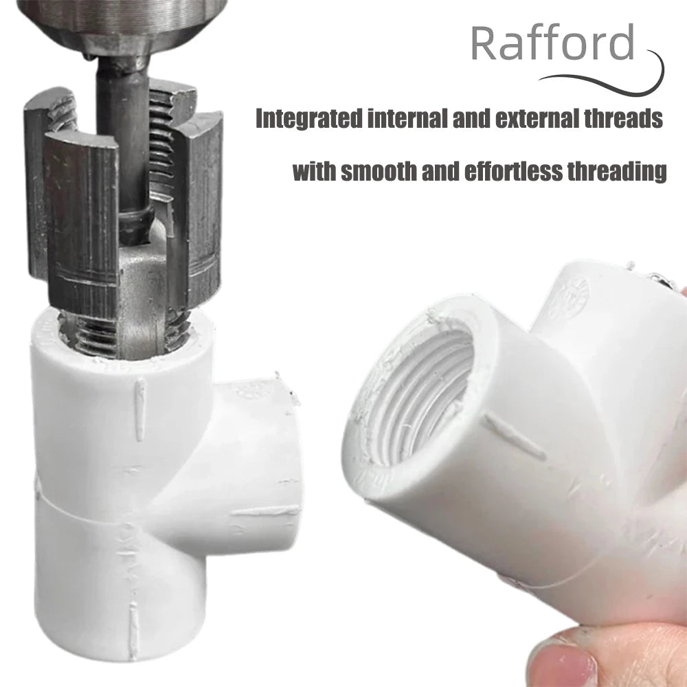 Integrated Internal and External Thread Pipe Threading Tool for 1/2-inch PPR Pipes, with Taps and Dies for Thread Cutting.