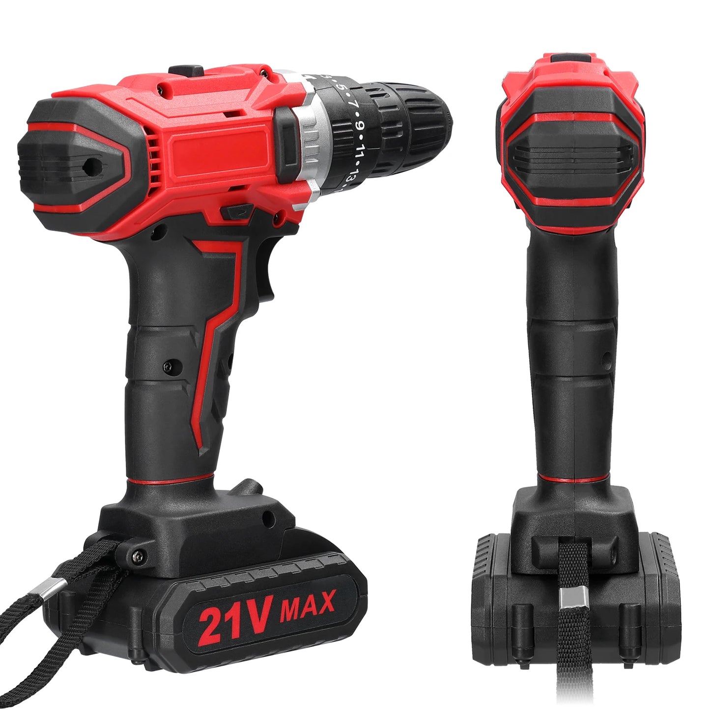 21V Electric Drill Brush Motor 2 Speed Control Stepless Speed Regulation Rotation Ways 25 Gears Torques Adjustable Lithium Drill