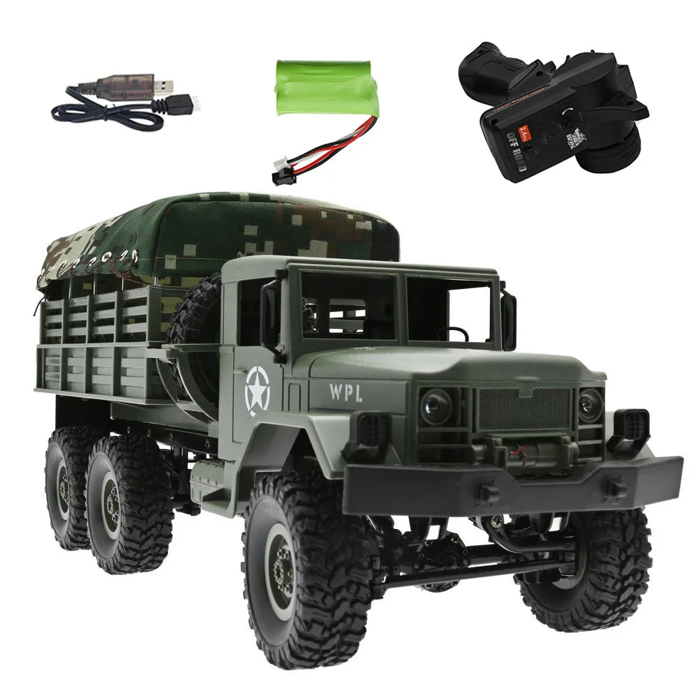 Wpl Naughty Dragon B16 1 6wd Military Truck With Canvas Rc Car Climbing Remote Control Plaything Holiday Birthday Gift Boy