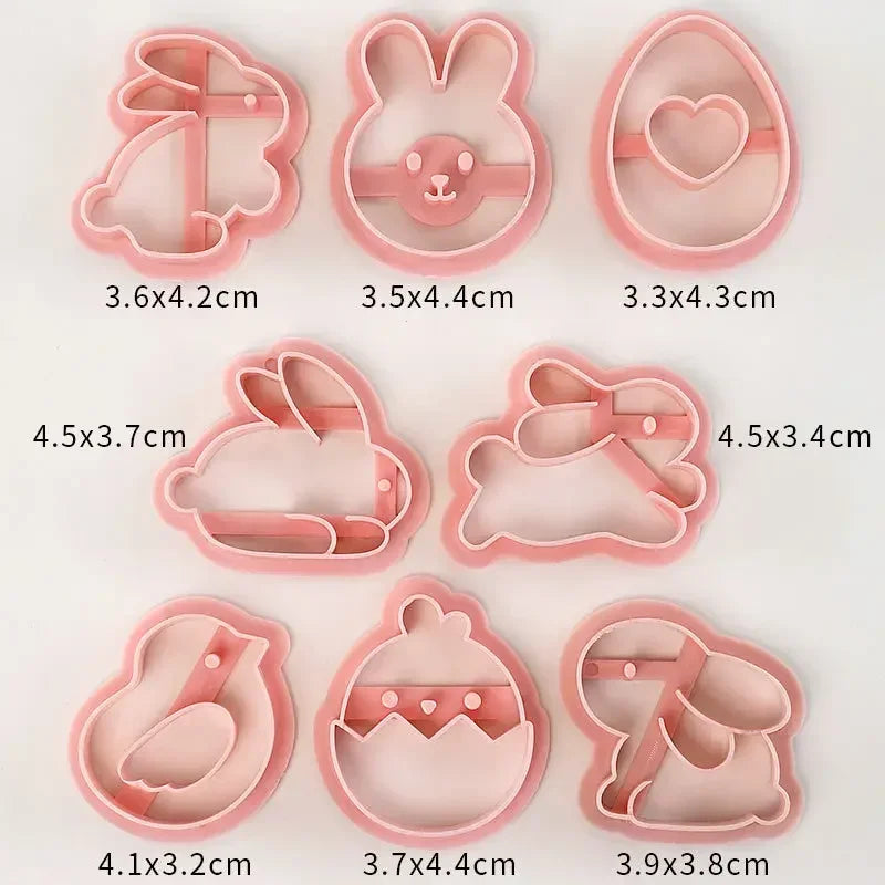 8/9Pcs DIY Easter Sauce Sandwich Biscuit Mold Cartoon Bunny Egg Cookie Cutters 3D Baking Cookie Mold Stamp Cake Decorating Tools