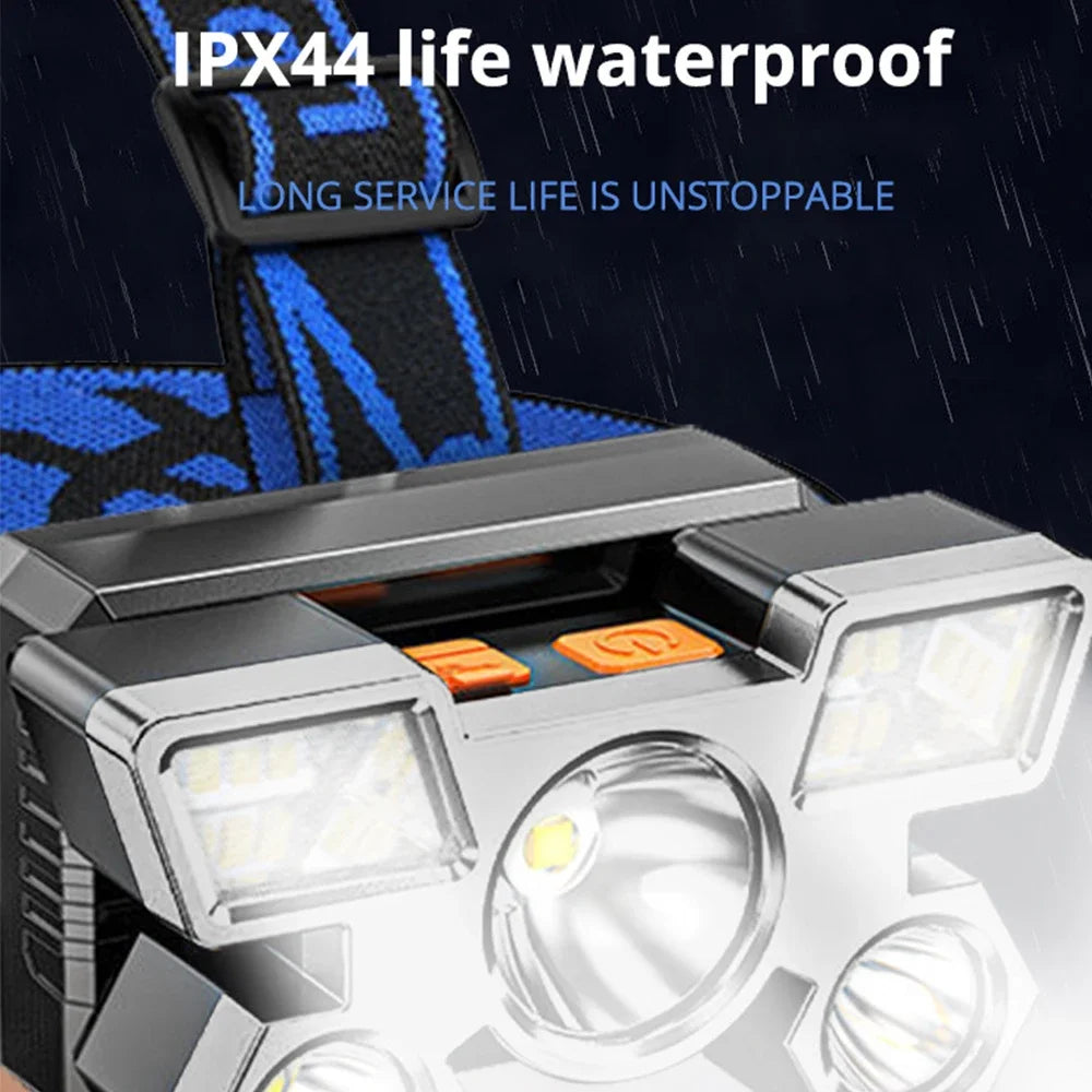 Outdoor High brightness 5LED Headset flashlight Outdoor household portable USB rechargeable Fishing miner lamp Strong headlight