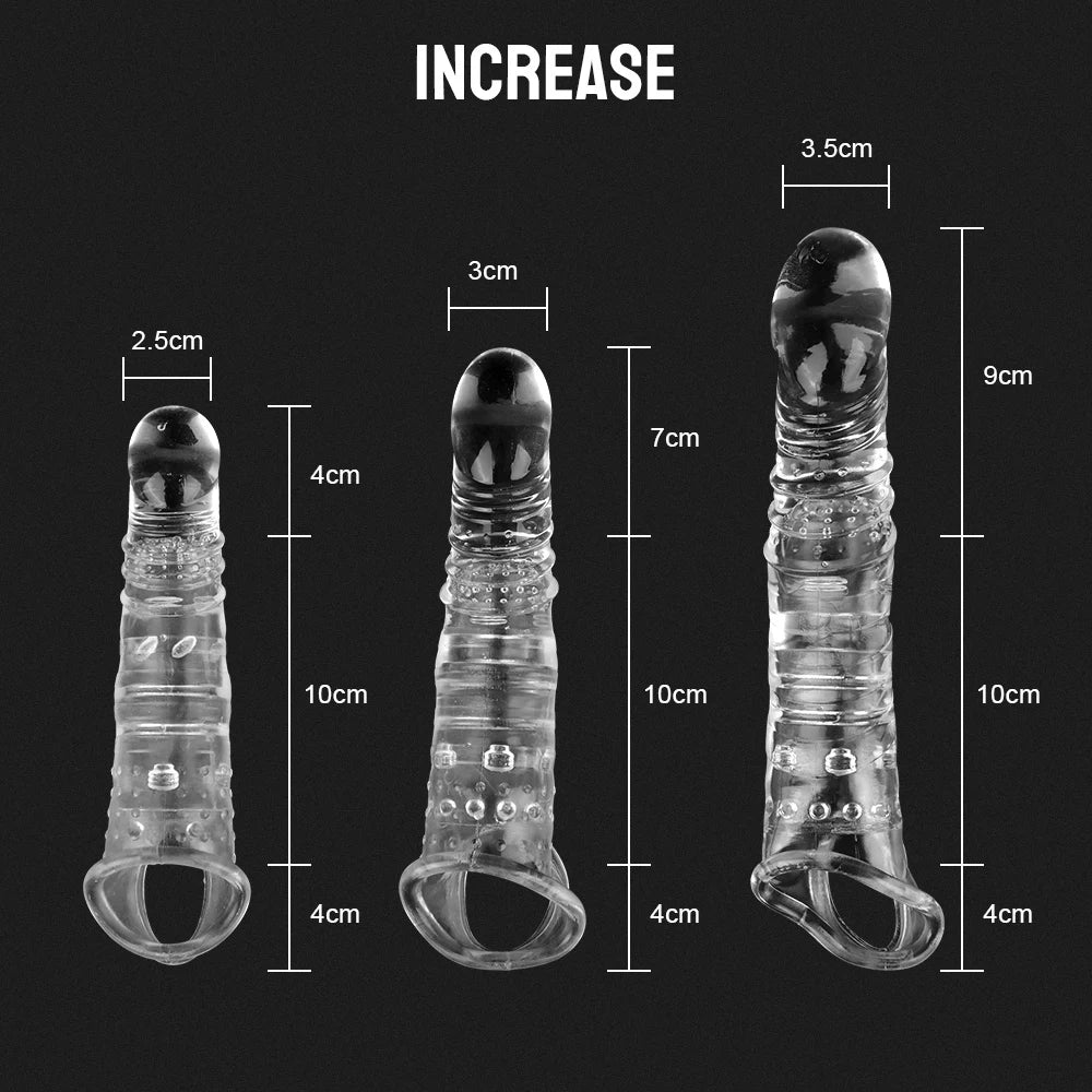 5-9cm Extender Penis Enlargement For Men Cock Ring Delay Ejaculation Testis Lock Bondage Strapon Thick Condoms Sex Toys Couples