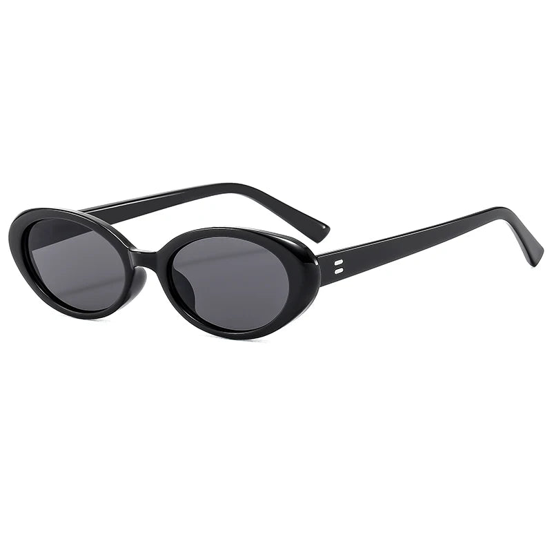 New Women's Retro Oval Sunglasses Black Small Frame Fashion Brand Trendy Hot Points Sun Glasses Female Lady Goggle UV400