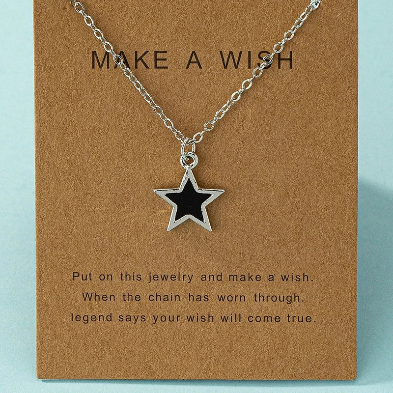 Women Star Heart Epoxy Pendant Gold Color Korean Chain Tinny Necklace Girls Trendy Shell Clavicle Choker Party Jewelry