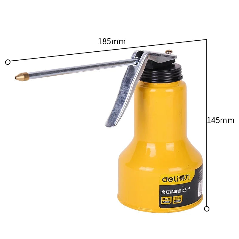 Deli Oil Can Oiler Plastic Metal High Pressure Pump Transparent Car Oil Pot Bottle Hardware Car Repair Tool 250ml 350ml