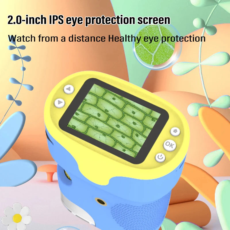 1000X Handheld Microscope for Kids 2Inch Screen Rechargeable Mini Pocket Digital Microscopes Portable Edu Gift Children Students