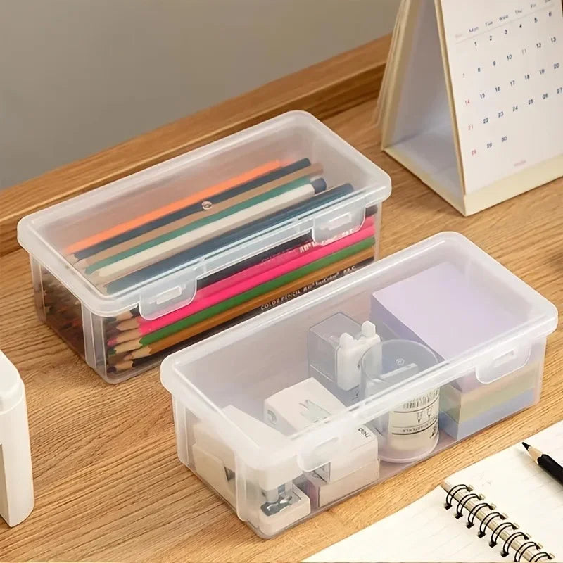 Transparent Pencil Case Box Large-capacity Stackable Storage Box Office School Pencil Case Supplies Pencil Storage