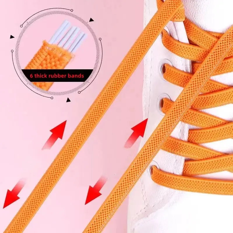 Elastic Flat Shoelaces No Tie Shoe Laces Outdoor Leisure Sneakers Quick Safety Flat Shoe Lace Kids and Adult Unisex Lazy Laces